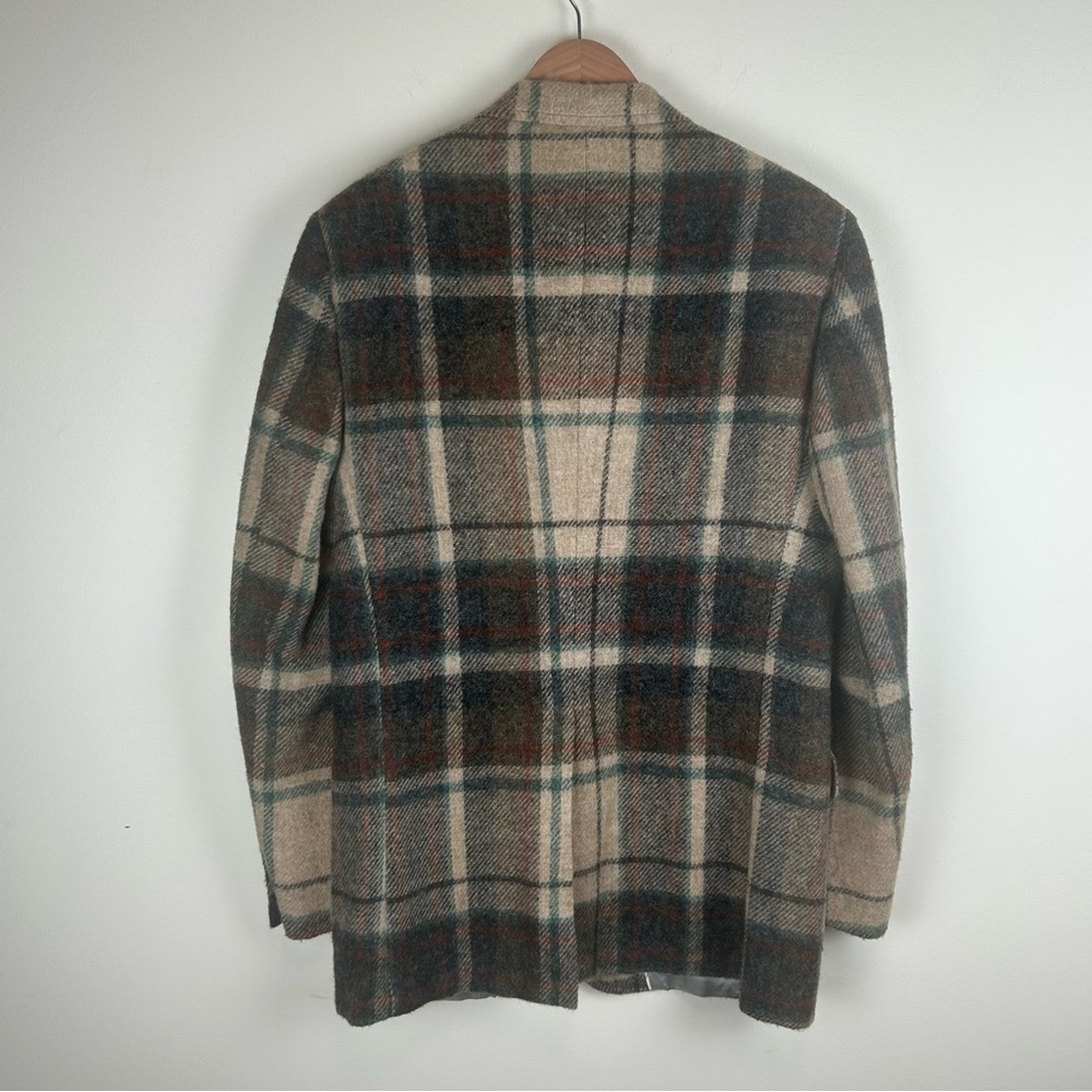 Vintage 80s Lands End Charter Collection Wool Plaid Sport Coat 43L Preppy - Picture 4 of 13